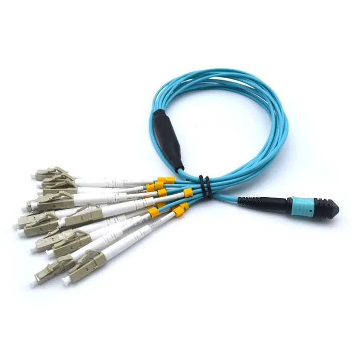 OM4 Multi-Fiber 100Gb Multimode 50/125 Fiber Optic Cable MTP/MPO To LC Breakout 12 Fiber